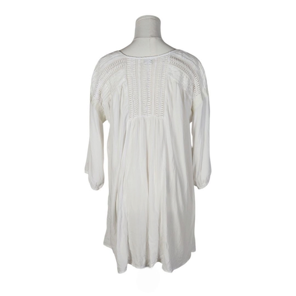 Tasha Polizzi White Embroidered Pintuck Lace Boho Tunic Blouse S - Picture 4 of 15